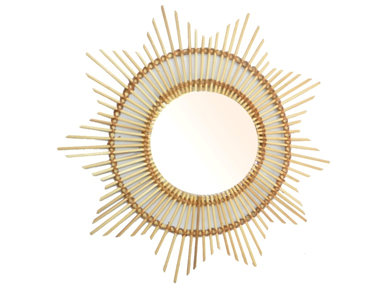 Premium Sunburst Bamboo Decor Mirror - Handcrafted Boho Wall Accent